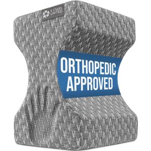 5 STARS UNITED Knee Pillow for Side Sleepers - Hip Pain Relief, Memory Foam Leg Cushion for Side Sleeping - Between Legs Pillow for Sciatica & Lower Back Pain, Gray