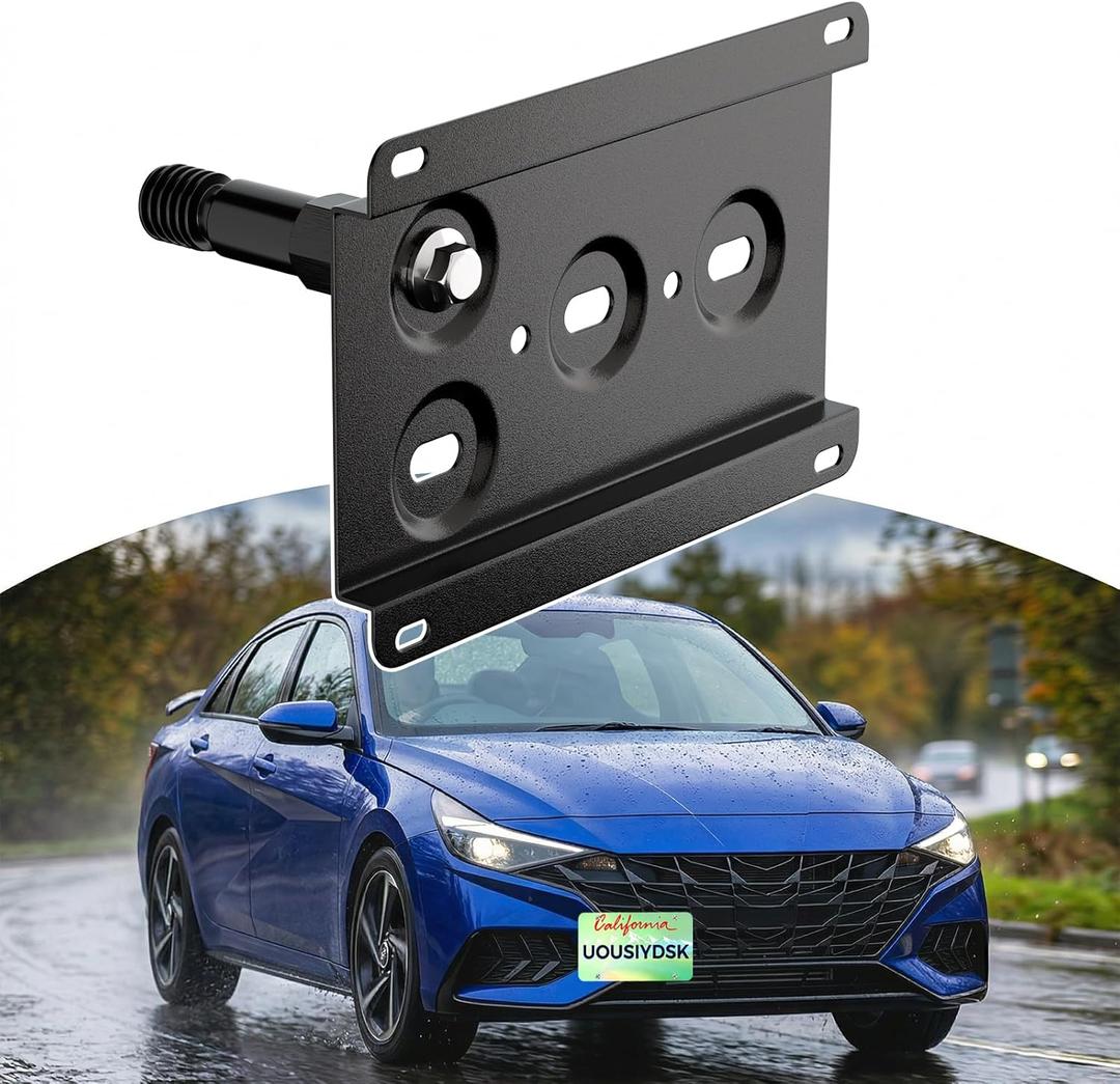 Front License Plate Bracket Compatible with Hyundai Elantra Sport 2017-2021 Hyundai Elantra GT 2017-2021 No Drill Tow Hook License Plate Holder, Car Tag Frame, Bumper Relocator Adapter Kit