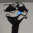 Tainehs Women's Brazillian Triangle Thong Bikini Set Sexy String Two Piece Swimsuit Bathing Suit (Black, S)