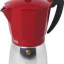 Imusa USA Red Aluminum Stovetop 6cup Classic Italian and Cuban Espresso Maker (B12043T), Silver/Red