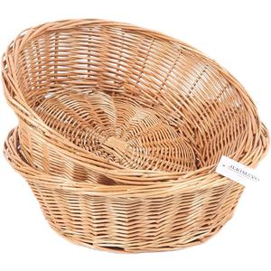Wicker Woven Bread Basket Natural Rattan Round Stackable Basket Tabletop Food Fruit Vegetables Serving Basket (Round,2pcs)