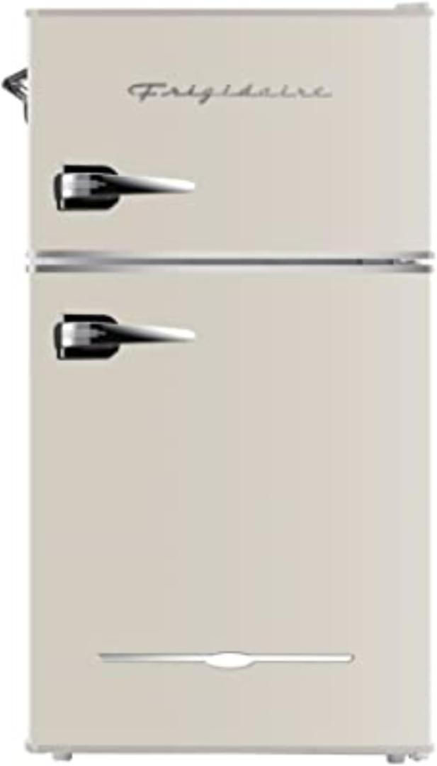 Frigidaire EFR840-Cream EFR840 Retro Mini Fridge with Freezer & Side Bottle Opener-Small 2 Door Refrigerator for Office Bar or College Dorm Room-3.1 Cu Ft (Cream)