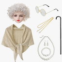 100 Days of School Costume for Women – Old Lady Costume with Wig -School Grandma Costume with Accessories