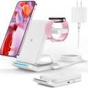 Upgarded 3 in 1 Foldable Wireless Charger for Google Pixel Watch 3/2, Charging Stand for Pixel 9 Pro/XL/9/8 Pro/8a /8/7 Pro/7a/7/6 Pro & Pixel Buds Pro 2(Not for Pixel 9 Pro Fold) with Adapter, White
