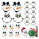 2Pack Christmas Face Rub on Transfers Decals Stickers for Crafts Ornaments Large 5 Inch Vinyl Snowman Faces Eyes Pitcher Transparent Decal for Ornaments Glass Drinking Cups Wood Balls (Cute72)