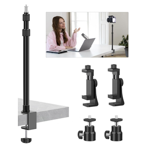 1 Desk Mount with 1/4" & 3/8" Screws, Ball Head, 17-41" Adjustable Aluminum Stand, for DSLR & Ring Light