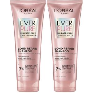 L'Oreal Paris Sulfate Free Bond Repair+ Shampoo, Hair Shampoo with Bond + Amino Acid Complex, Strengthens and Repairs Damaged or Color Treated Hair,EverPure,6.8 Fl Oz,(Pack of 2)