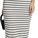 Milumia Women's Knitted Striped Backless Cut Out Halter V Neck Dress Sleeveless Bodycon Maxi Dresses Black and White Small