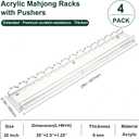 Premium Acrylic Mahjong Racks with Magnetic Pushers Set of 4, 20 inch Scalloped Mahjong Racks, Include Storage Bags, Clear