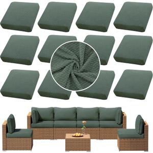 Outdoor Cushion Covers Set,12PCS Patio Furniture Couch Seat Slipcovers, Replacement for Sofa Sectional Chair(Cover，Only)