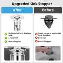 Bathroom Sink Drain Stopper, Universal Pop Up Drain for Bathroom Sink Replacement, Sink Drain Cover with Anti-Clogging Filter Basket Hair Catcher, Sink Drain Strainer for 1.1-1.45 Inch