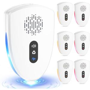 2 x 2026 Upgraded Ultrasonic Pest Control Repeller, Mouse Repellent Indoor for Spider Bug Roach Ant Mosquito Rat Mice Insect Deterrent, Mouse Rodent Repellent Ultrasonic Plug in, 3 Mode Switching, 6 Pack