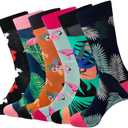 Mens Christmas Socks Novelty Crew Dress Holiday Socks Winter Crazy Fun 6 Pairs (Assorted Series B)