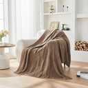CozeCube Check Knit Throw Blanket, Light Brown Checkered Throw for Couch, Decorative Christmas Soft Cozy Warm Knitted Blanket for Bed Sofa Living Room, 50"X60"