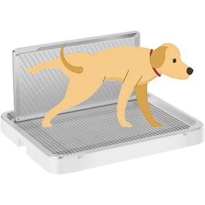 Indoor Dog Potty Tray with High Wall,25.59"X19.69" Pee Pad Holder, Dogs Litter Box, Mesh Training Toilet for Puppy and Small Size Dog, Housebreaking Supplies, Pet Products (White)