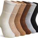 Velice Kids Merino Wool Hiking Socks Toddler Boys Girls Winter Warm Thermal Thick Cushion Crew Boot Socks 6 Pairs(Black/White/Brown,4-7 Years)