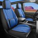 Car Seat Cover Custom Fit for Dodge Ram 1500 2500 3500 2002-2026 Faux Leather Seat Cover Set Compatible with Crew Quad Regular Cab Pickup Truck Cushions (Black & Blue, Full Set, Curved Rear)