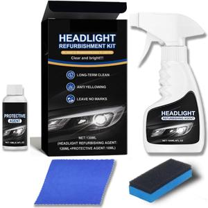 Automotive Headlight Restoration Kit,Headlight Cleaner for Cars,Headlight Refurbishing Kit,Headlight Refurbishing Agent with Headlight Protective Agent,Towel,Sponge