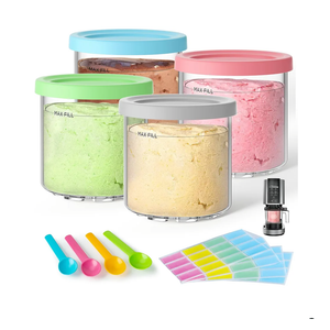4 Pack Creami Pint Containers and Lids for Ninja, Compatible with Ninja NC299 NC300 NC301 Series Creami Maker Machine Accessories, BPA Free & Dishwasher Safe, Assorted Colors