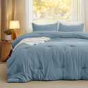 Bedsure Oversized Queen Comforter Set, Dusty Blue Soft Prewashed Bedding for All Seasons, 3 Pieces GentleSoft™ Bed Set, 1 Lightweight Comforter (98"x98") and 2 Pillowcases (20"x26")