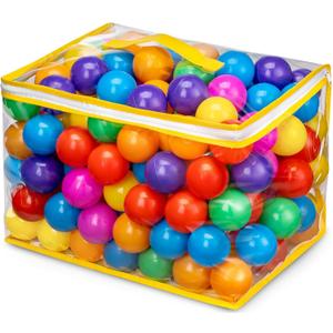 Hovenlay Ball Pit Balls Phthalate Free BPA Free Crush Proof Plastic - 7 Bright Colors in Reusable Play Toys for Kids with Storage Bag