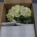 Hollyone Hydrangea Artificial Flowers with Glass Vase BlueGreen Silk Faux Flowers Arrangements in Vase with Faux Water Fake Floral Bulk Bouquet for Home Decor Table Centerpiece Decorations