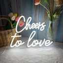 Cheers to Love Neon Sign for Wall Decor, Cheers to Love Led Sign with USB Supply for Bedroom Birthday Wedding DecorWhite Led Signs 15.7x11.8 Inch