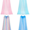 Jecery 4 Pieces Princess Cape Cloaks Kids Fairy Tulle Cape Princess Costume for Girls Cosplay Birthday Party Dressing Up
