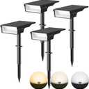 Consciot Solar Lights Outdoor Waterproof, 3 Color Solar Garden Light, Adjustable 170 Spot Lights for Outside Yard Landscape Lighting Pathway Christmas, IP65, Auto On/Off, 4 Pack, WS002UCW