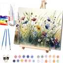 Flower Paint by Numbers for Adults with Framed Canvas-with Wooden Easel,Paint by Number on Canvas Flowers,DIY Acrylic Oil Painting Kits with Brushes Nice Gift Box for Home Wall Decor(16x20inch) (DKMT0048)
