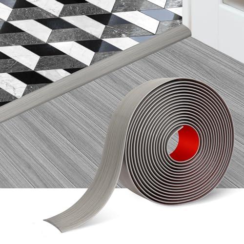 Floor Transition Strip Self Adhesive Floor Cover Strips Laminate 2" Wide Vinyl Flat Divider Transitions Elegant Wood Grain Design (5cm, 20Ft, Gray)