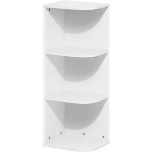 Furinno PASIR Book Shelf, 3-Tier Corner Bookshelf with Open Shelf, Standing Bookcase, 9.3 x 12 x 31.5 for Organization and Storage, for Living Room, Bedroom, Home Office, White