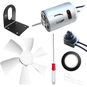 Upgraded 6" White RV Vent Fan Blade with 12V D-Shaft Motor Kit, with ON/OFF Switch, Mounting Bracket, Screwdriver & Black Insulating Tape, Compatible with Heng's, Elixir, Ventline, Jensen