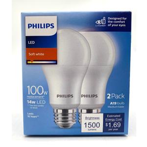 DI Phillips Led 100W A19 DL 2Pk