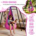 Swing Stand Frame with Sensory Pod Swings,Sensory Swing Set for Kids,Heavy Duty Metal Swings Frame,Cotton Sensory Pod Swing for Kids Indoor and Outdoor 330LBS Pink