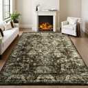 5x8 Non Slip Area Rug, Modern Soft Rugs for Living Room Machine Washable Easy Clean, Kids Pet Friendly Non Shedding, Comfortable for Bedroom Dining Room Kitchen Home Office Floor (Brownish-green)