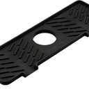 Meiliweser Silicone Faucet Splash Guard Gen 3-10 Large Slope & Adaptable Hole Faucet Handle Drip Catcher Tray - 14 x 5.5 Kitchen Sink Accessories for Kitchen, Bathroom(Black)