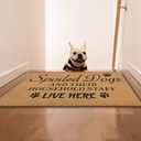 Funny Spoiled Dog Door Mats Dog Door Mat for Home Outside Entryway, Spoiled Dogs and Their Househole Staff Live Here Artificial Coir Doormat Rugs for Patio Entry Kitchen Decor, 17x30 Inch