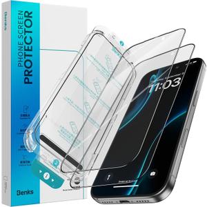 BENKS Matte Screen Protector for iPhone 16 Pro [2 Pack], Full Coverage Tempered Glass, Anti-Glare & Anti-Fingerprint, Easy Installation with Auto Dust Removal, Bubble-Free
