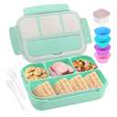 Bento Box Adult Lunch Box, Lunch Containers for Kids Girls Boys with 4 Compartments, Lunchable Food Container with Utensils, Sauce Jar, Muffin Liners, 40 Oz/5 Cup,. only bento box. Blue navy