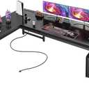 Huuger 63 Inch L Shaped Desk with Power Outlets and USB-C Port, Reversible Computer Desk, Larger Office Corner Gaming Desk, 0.95 Inch Thicker Desktop, Metal Frame, for Home Office, Study, Black
