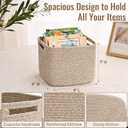 3 Pack Cube Storage Bin, 9x9x7 Cotton Rope Woven Baskets for Organizing Toys Clothes Towels, Square Gift Storage Baskets for Shelves, Nursery, Closet, Bathroom, Pantry (Jute)