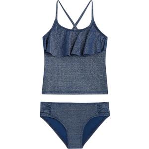 Kanu Surf Girls Charlotte Flounce Tankini Beach Sport 2-Piece Swimsuit (5, Sparkle Solid Navy)
