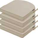 Outdoor Chair Cushions Set of 4 Waterproof Patio Chair Cushions with Tie Color Fastness Thick Outdoor Seat Cushion for Garden Lawn Round Corner Cream 17x16 Inch