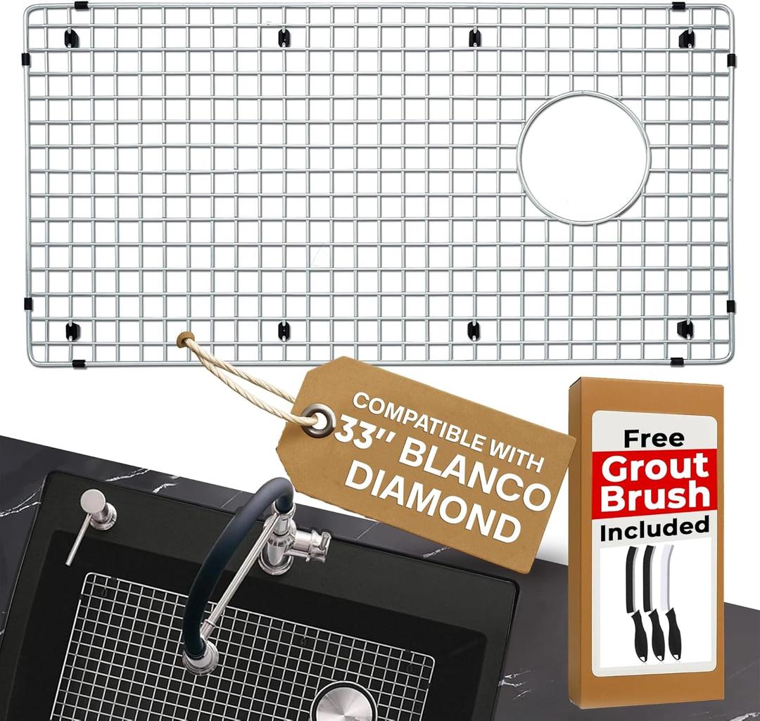 VALUN 221010 Sink Grid - Only Compatible with 33" Blanco Diamond Super Single - Sink Grid Size [28.12" x 14.31"] - Durable Stainless Steel for Enhanced Efficiency