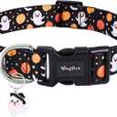 Halloween Dog Collar, Black Pumpkin Ghost Dog Collars, Soft Adjustable Fall Puppy Collar with Cute Pendant, Heavy-Duty Halloween Holiday Pet Collar for Small Medium Large Dogs-Small