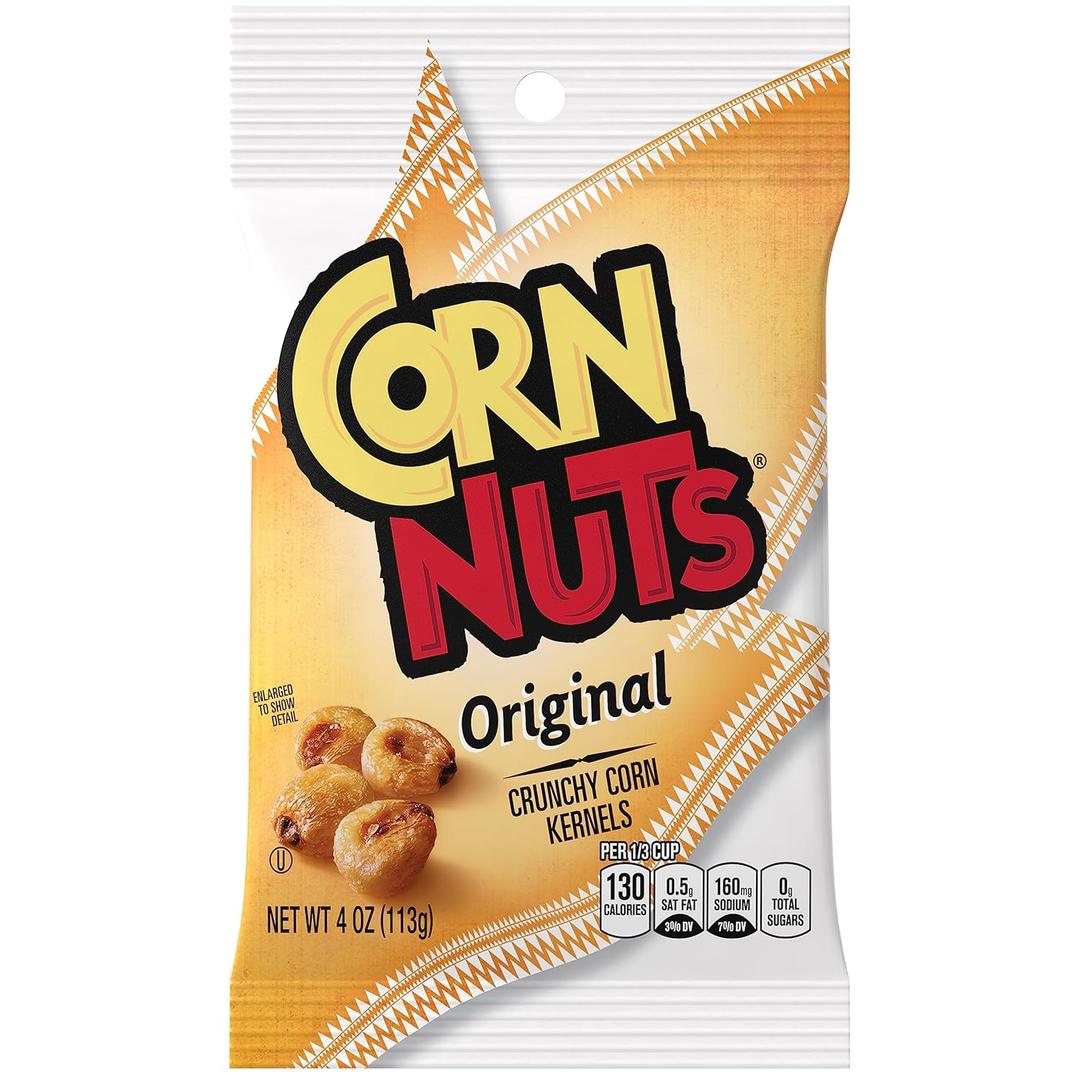 CORN NUTS Original Flavored Corn Kernels, Crunchy Corn Snacks, Snack Box, Variety Packs Food for Adults, 4oz. (Pack of 12), BBD Aug/11/2026