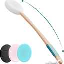 Back Lotion Applicator with 4 Replaceable Pads, Lotion Applicator for Back Self Elderly, Women, Cream Medicine Applicator with 17" Curved Handle Easy to Target Back and Feet, Colorful