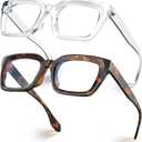 VISOONE Chunky Square Blue Light Blocking Glasses with Anti Computer Glare for Working Women Men MONTANA (Coco Tortoise+clear)