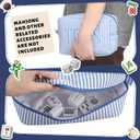 Empty Mahjong Bag Thickened American Mahjong Tiles Bag with Zipper Storage Pouch for Board Game Pieces Game Party Travel Gatherings Accessories, 10.4''x5.6'', Case Only (Tiles,Striped Blue)